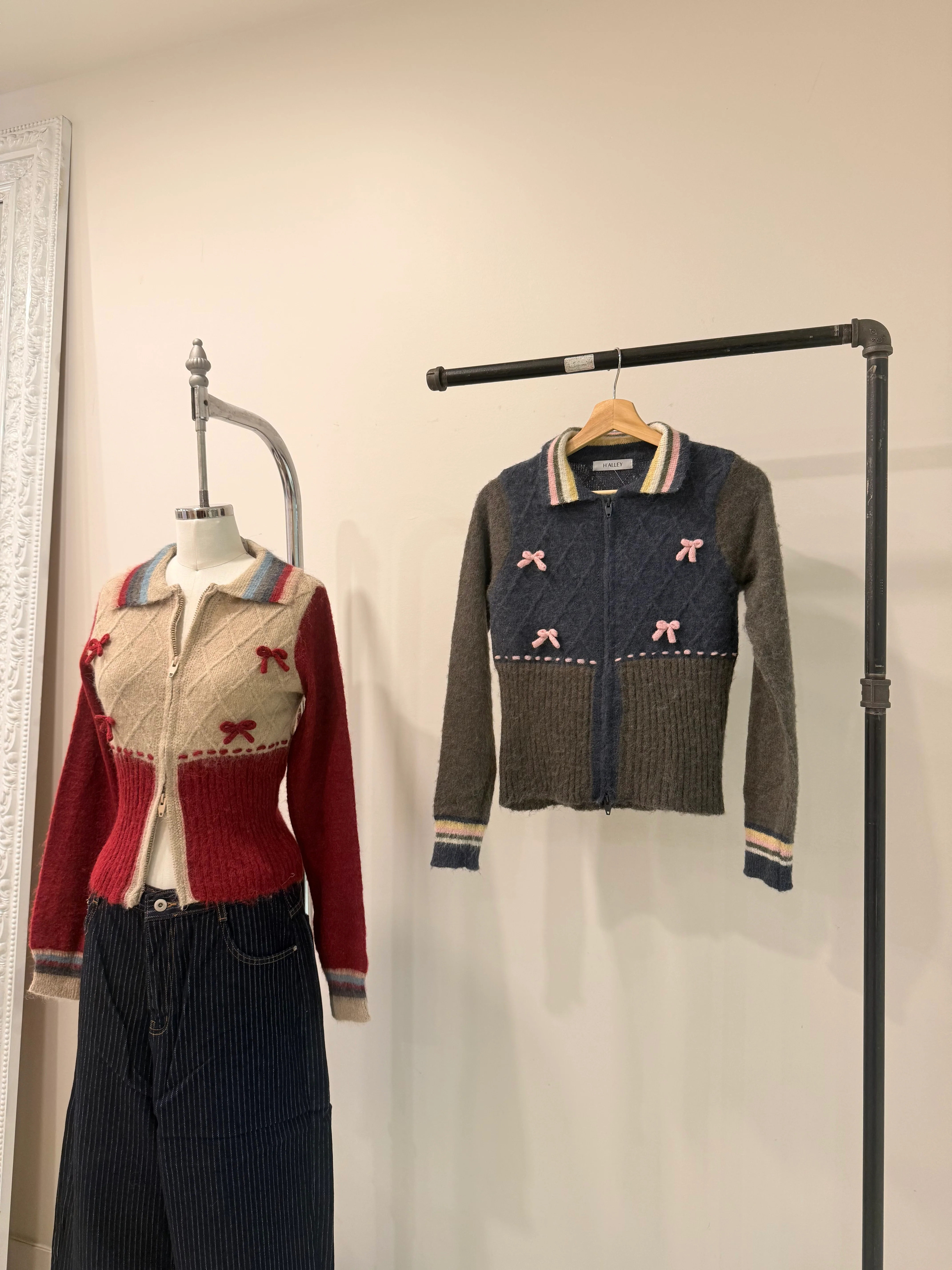 MELA Knit patchwork bow zip-up - Image 20