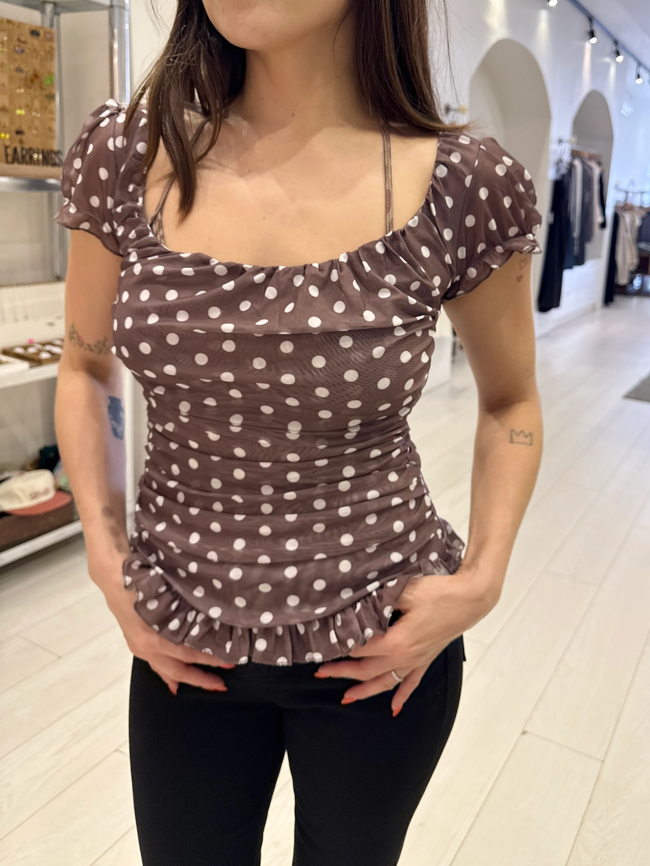 PIPER Polkadot square-neck top - Image 3