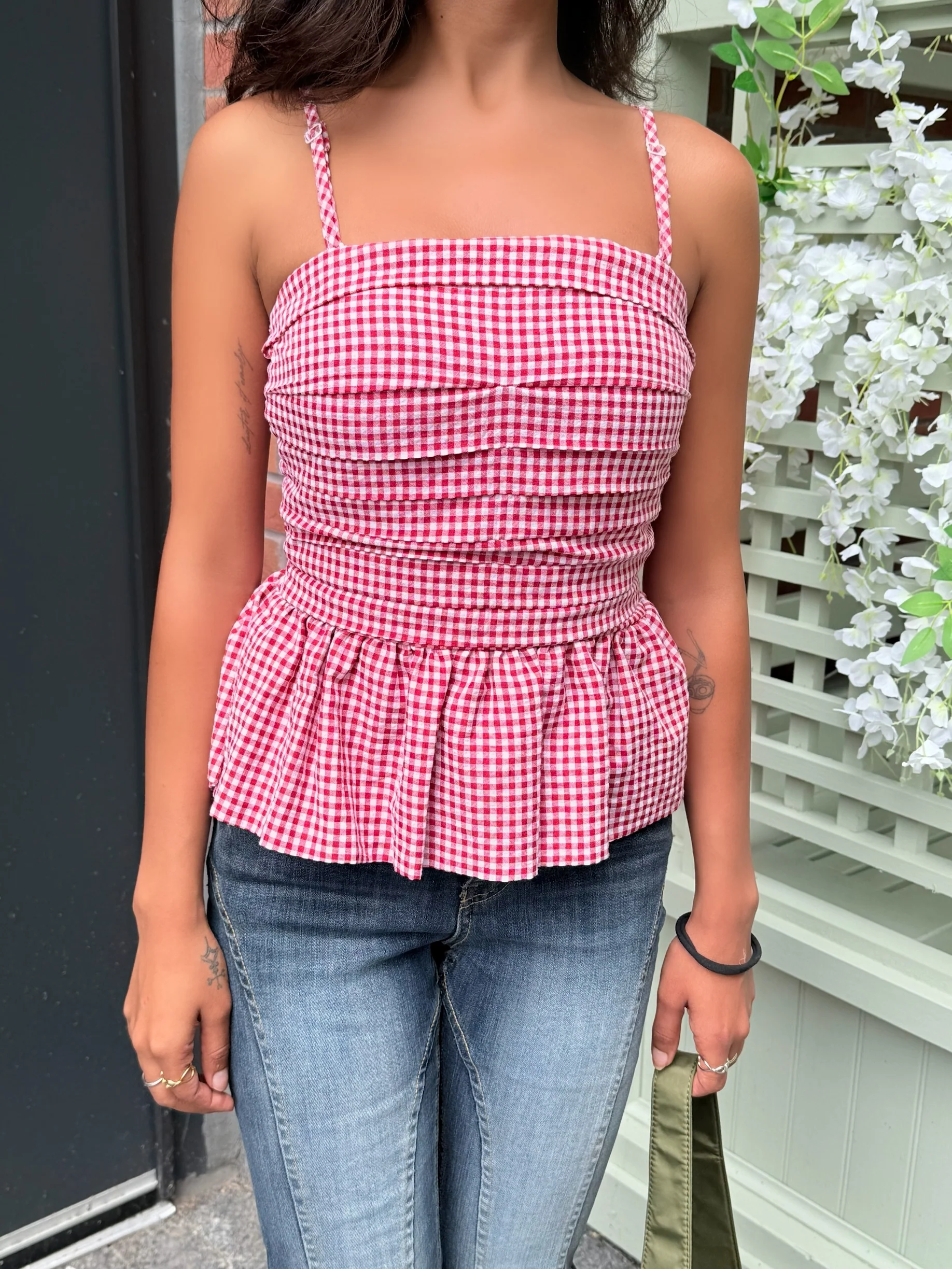 POP Gingham peplum top - Image 2