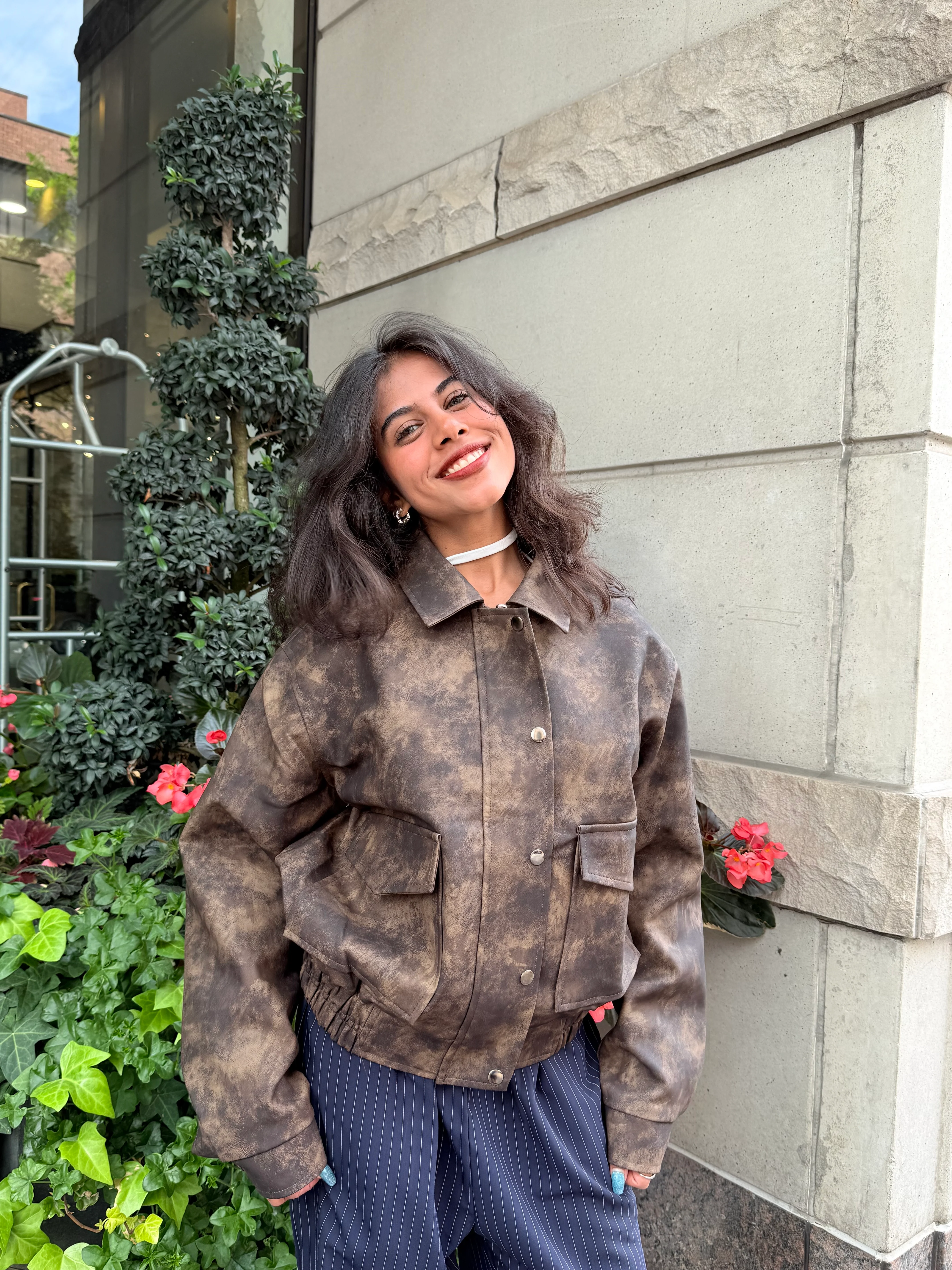 SHOW Washed faux leather bomber - Image 11