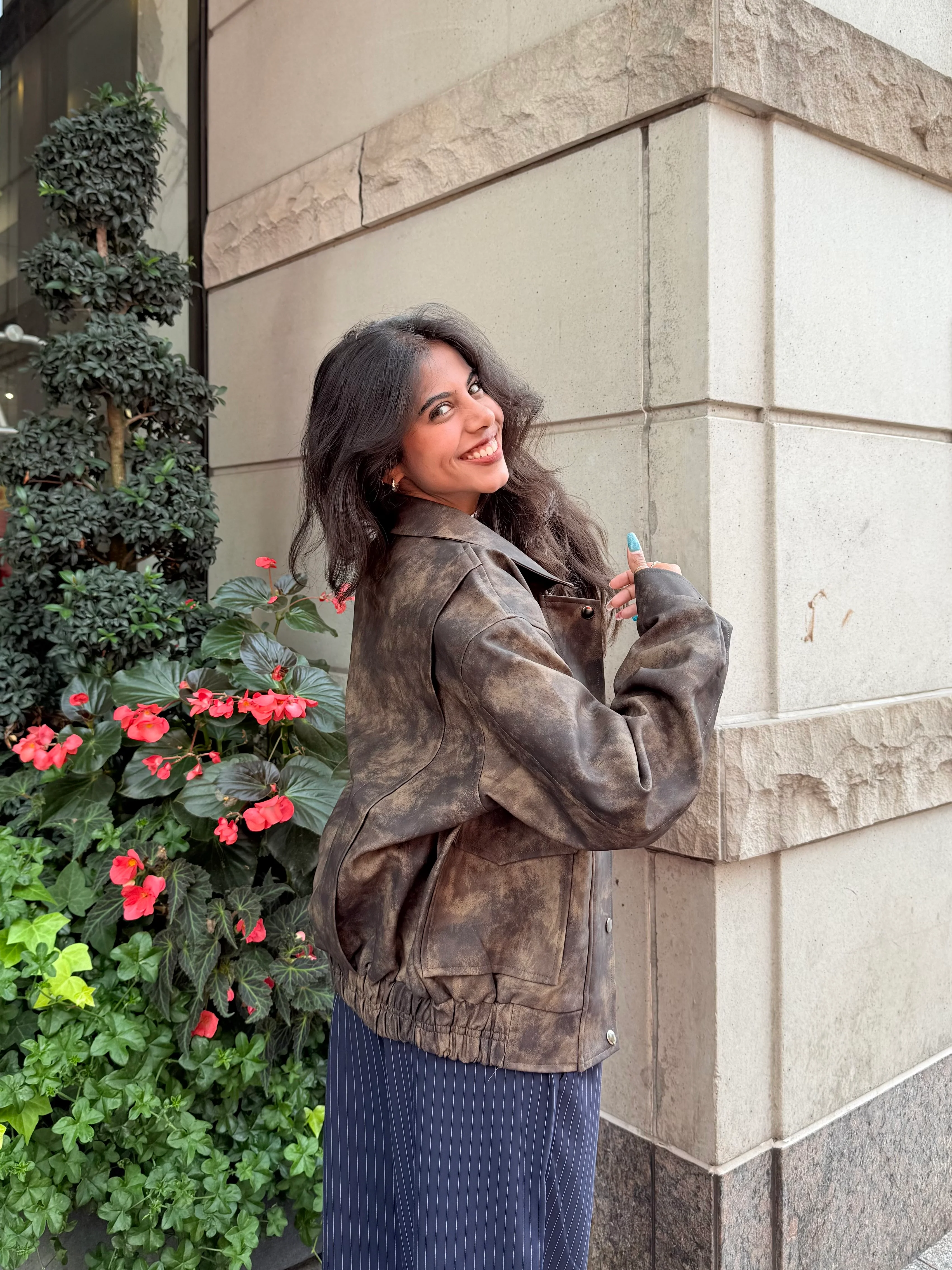 SHOW Washed faux leather bomber - Image 5